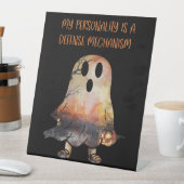 Persoonlijkheidswaarschuwing humoristisch grappig reclamebord met voetstuk (Insitu)