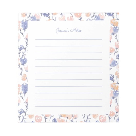 Persoons Paarse, Floral-gepersonaliseerde laptop Notitieblok (Voorkant)