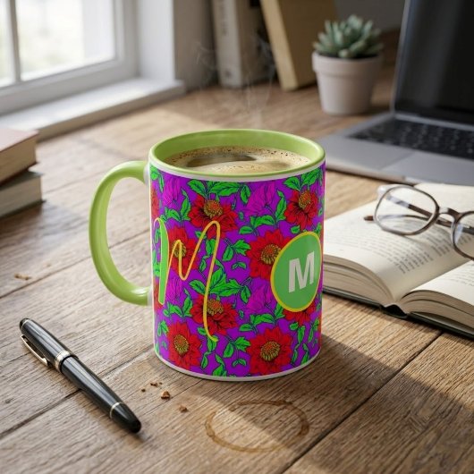 Persoonsbeker | Elegante rozen monogram beginlette Mok