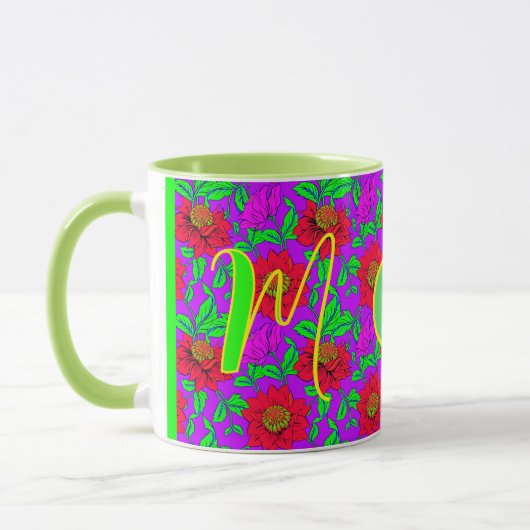 Persoonsbeker | Elegante rozen monogram beginlette Mok (Links)