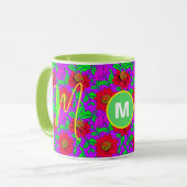 Persoonsbeker | Elegante rozen monogram beginlette Mok (Voorkant links)