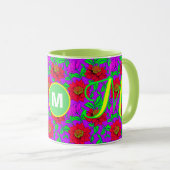 Persoonsbeker | Elegante rozen monogram beginlette Mok (Voorkant rechts)