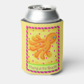 Persoonsgebonden Beach Octopus Yellow Name afspele Blikjeskoeler (Blikje Achterkant)