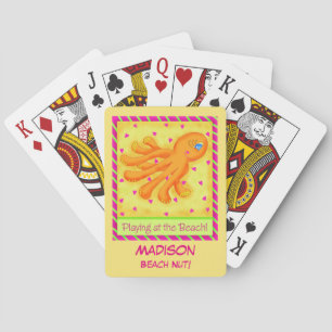Persoonsgebonden Beach Octopus Yellow Name afspele Speelkaarten