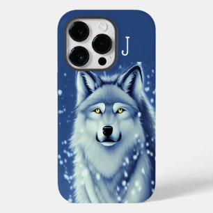 Persoonsgebonden Grijze en Witte Wolf Portret iPhone 14 Plus Hoesje