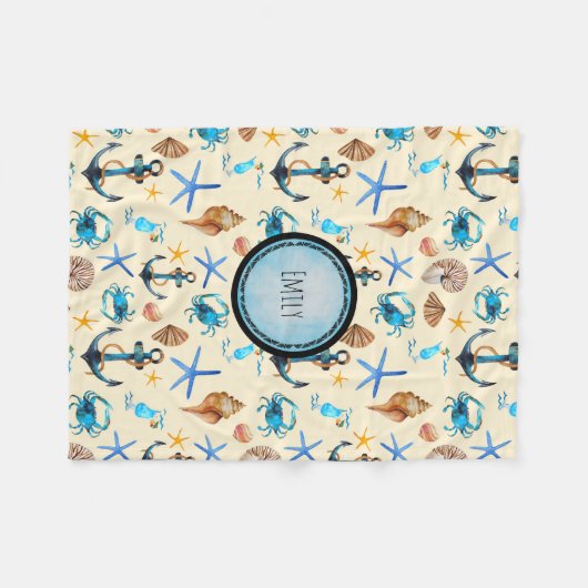 Persoonsgebonden Zee en strand Fleece Deken (Voorkant (Horizontaal))