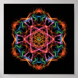 Persoonsgegevens Fractal Mandala Roze en Oranje Poster