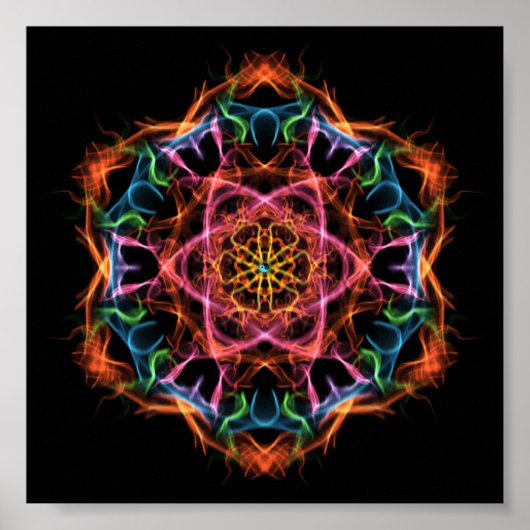 Persoonsgegevens Fractal Mandala Roze en Oranje Poster (Voorkant)