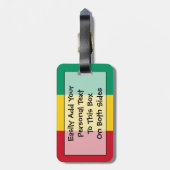 Persoonsgegevens van de vlag van Guinee Bagagelabel (Achterkant verticaal)