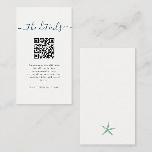 Persoonsgegevens voor elke bruiloft met QR-code Plaatskaartje (Voorkant / Achterkant)