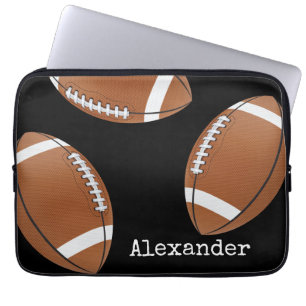 Persoonsnaam American Football Zwart Laptop Sleeve