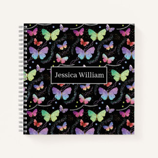 Persoonsnaam Elegant Paars Bright Butterflies No. Notitieboek