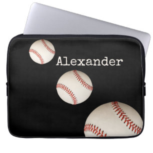 Persoonsnaam honkbal zwart sport  laptop sleeve