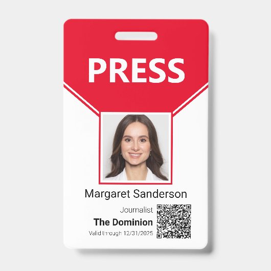Perspas-foto- en QR-code-ID-badge Badge (Voorzijde)