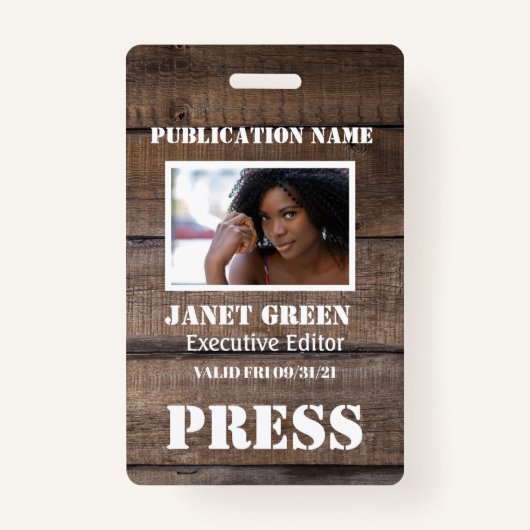 Perspas op persoonlijke titel Rustic Photo Journal Badge (Voorkant)