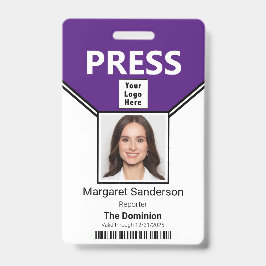 Perspasfoto met streepjescode en logo ID-badge Badge