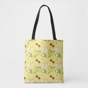 Perspatrooster met zonnebrillen en zonneschijn pet tote bag