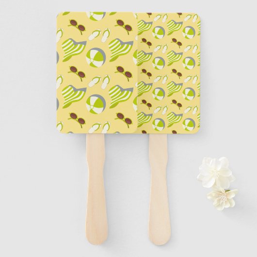 Perspatrooster met zonnebrillen en zonnezonnebrand handwaaier (Voorkant en achterkant)