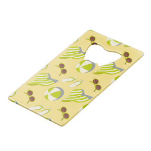 Perspatrooster met zonnebrillen en zonnezonnepanel creditkaart flessenopener