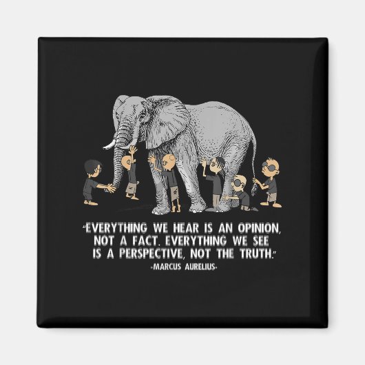 Perspectief citaat Marcus Aurelius Elephant Illust Magneet (Voorkant)
