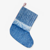 Perspectief en uitzicht om de structuur van blauwe kleine kerstsok (Voorkant (Hangend))