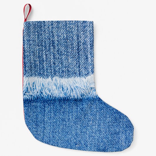 Perspectief en uitzicht om de structuur van blauwe kleine kerstsok (Voorkant)