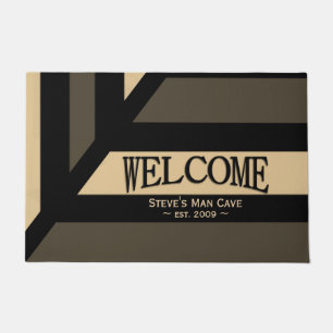 Perspectief Moderne Stripe Man Cave Welcome Deurmat