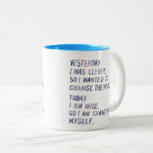 Perspectief op verandering tweekleurige koffiemok (Voorkant rechts)