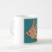 Perspectief reikende hand koffiemok (Voorkant links)