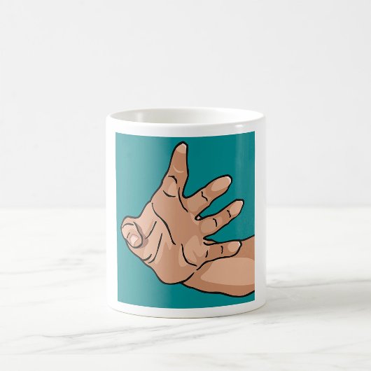 Perspectief reikende hand koffiemok