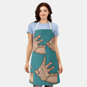 Perspectief reikende hand schort (Gedragen)