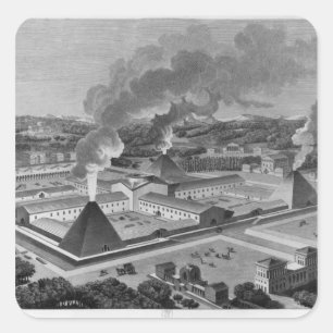 Perspectief uitzicht van een kanonforge vierkante sticker