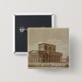 Perspectief uitzicht van het huis van de directeur vierkante button 5,1 cm (Voorkant /achterkant)
