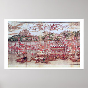 Perspectief uitzicht van Venetië (detail) uit 'Opu Poster