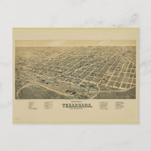 Perspectiefkaart van Texarkana Texas en Arkansas Briefkaart (Voorkant)