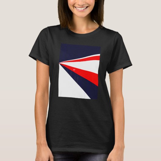 Perspectiefretro rood wit blauw t-shirt (Voorkant)