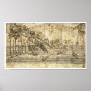 Perspectiefstudie "Adoration of Magi", Da Vinci Poster