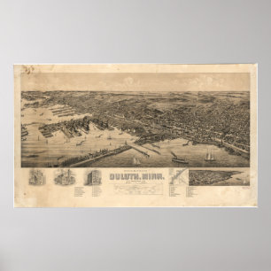 Perspectieve kaart van Duluth Minnesota (1893) Poster