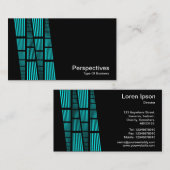 Perspectieven v2 - Cyaan en wit op zwart Visitekaartje (Voorkant / Achterkant)