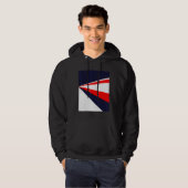 Perspective retro design red white blue hoodie (Voorkant volledig)
