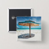 Perspleet en paraplu | Zilzand Beach Vierkante Button 5,1 Cm (Voorkant /achterkant)