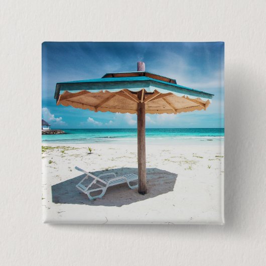 Perspleet en paraplu | Zilzand Beach Vierkante Button 5,1 Cm (Voorkant)