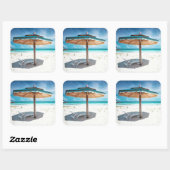 Perspleet en paraplu | Zilzand Beach Vierkante Sticker (Vel)