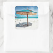 Perspleet en paraplu | Zilzand Beach Vierkante Sticker (Tas)