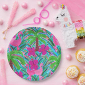 Persplichten en palmbomen papieren bordje (Feest)