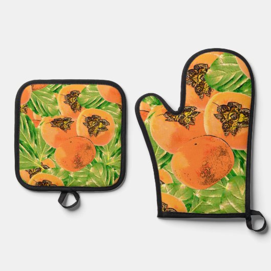 Perssimon Oerwoud (kaki) Ovenwant & Pannenlap Set (Voorkant)