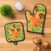 Perssimon Oerwoud (kaki) Ovenwant & Pannenlap Set (Top down)