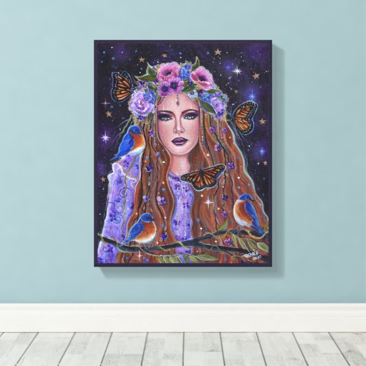 Perstelefoongodin van Renee L Lavoie Canvas Afdruk (Insitu (Houten vloer))