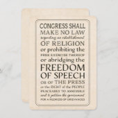 persvrijheid-tekst van het eerste amendement kaart (Voorkant / Achterkant)