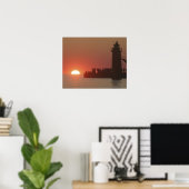 Persvuurtoren zonsondergang silhouette in het zuid poster (Thuiskantoor)
